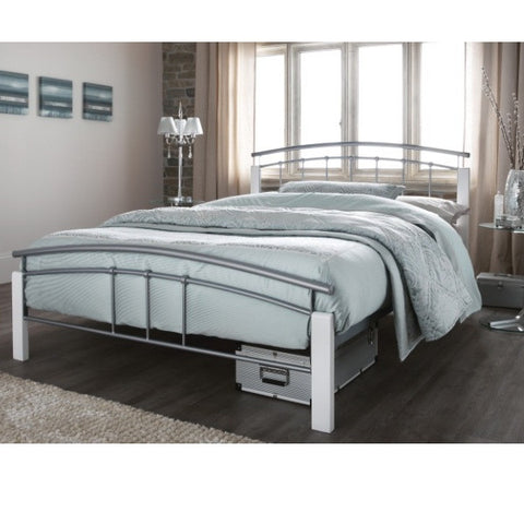 Tetras White and Silver Double Bed - Childrens Funky Furniture