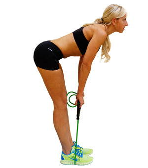 Bent over row using exercise bands