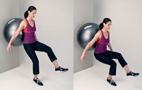 Wall squats with the stability ball