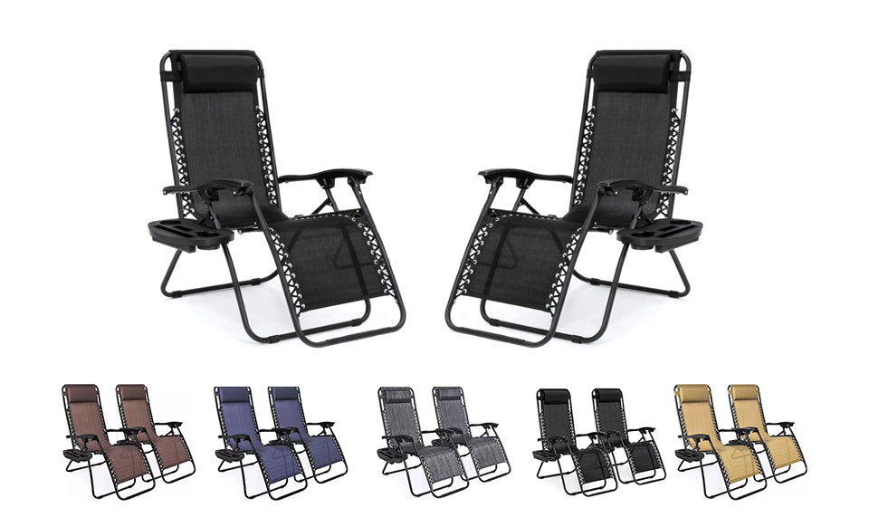 set of 2 adjustable zero gravity lounge chair recliners