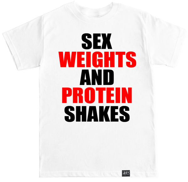 Mens Sex Weights And Protein Shakes T Shirt Ftd Apparel 0071