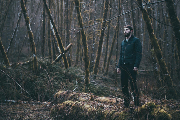 Bearded Man alone in the woods