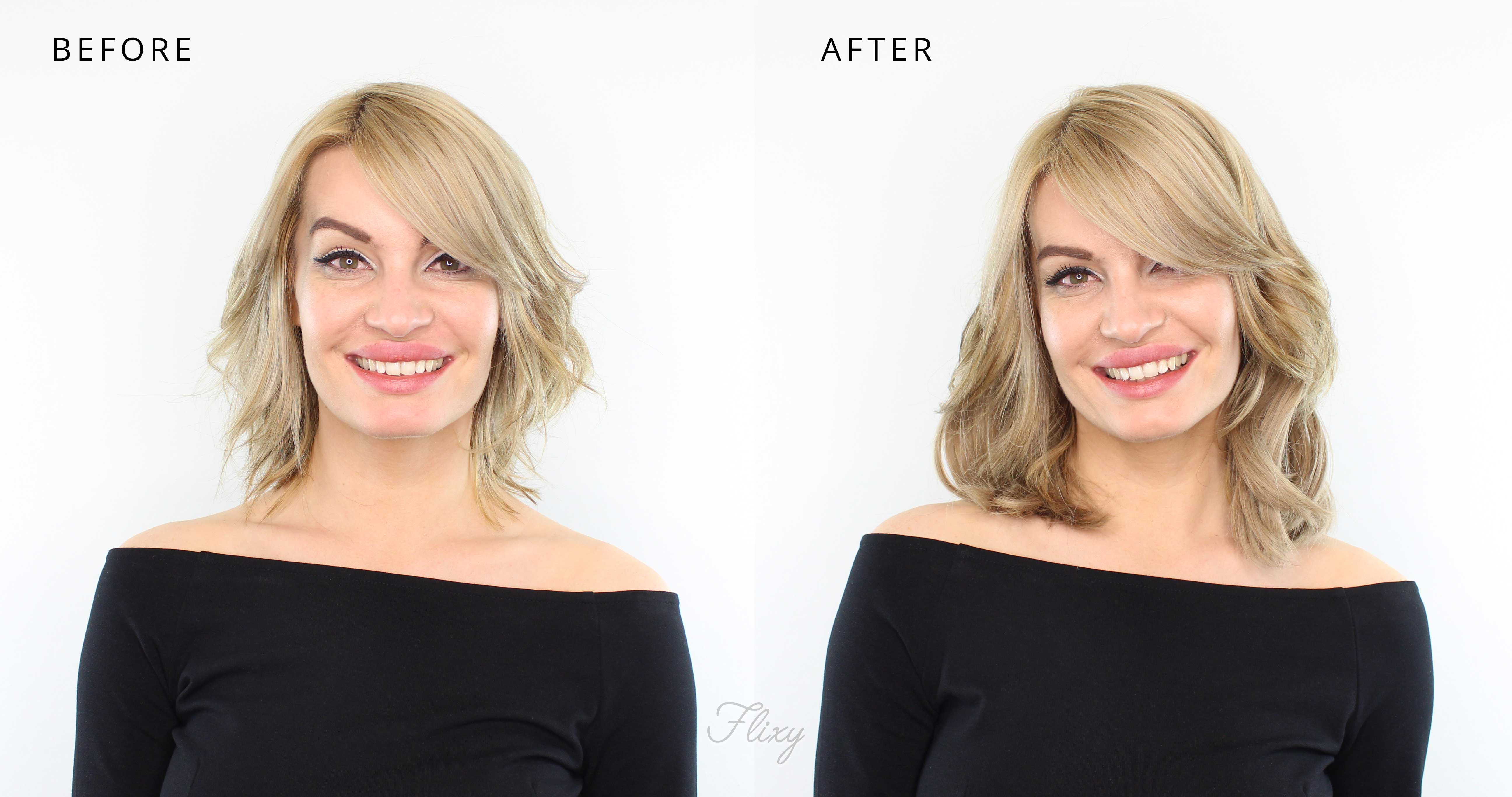 Flixy halo hair extensions in Dirty Blonde - Before & After
