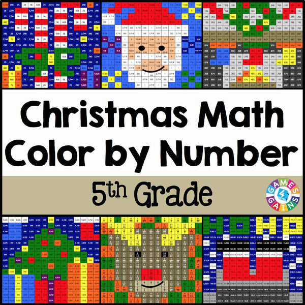Christmas Math Color-by-Number - 5th Grade – Games 4 Gains