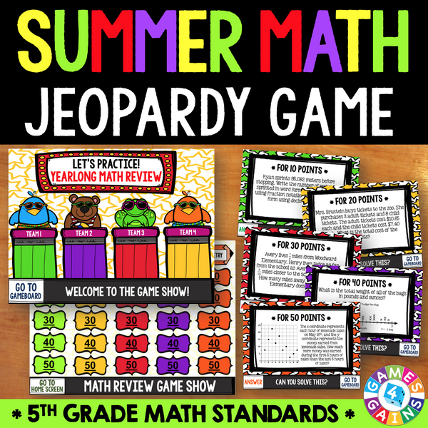 Jeopardy Math Review Game - 5th Grade – Games 4 Gains