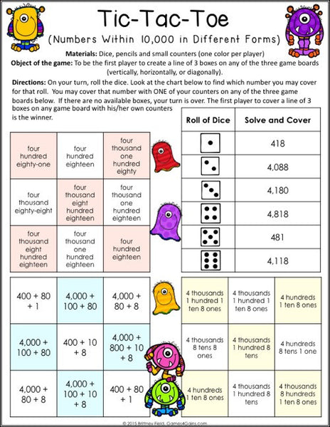 Place Value Games for 3rd Grade – Games 4 Gains