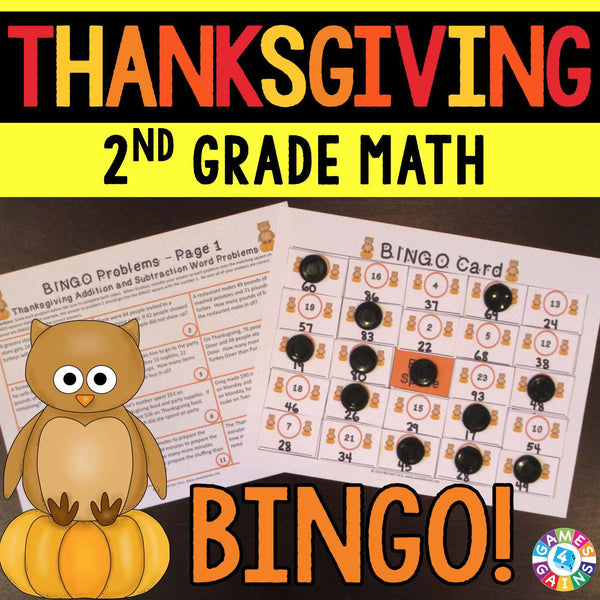 Thanksgiving Math Bingo Game - 2nd Grade – Games 4 Gains