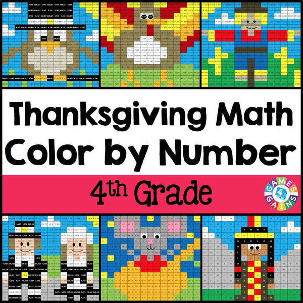 Thanksgiving Math Color-by-Number - 4th Grade – Games 4 Gains