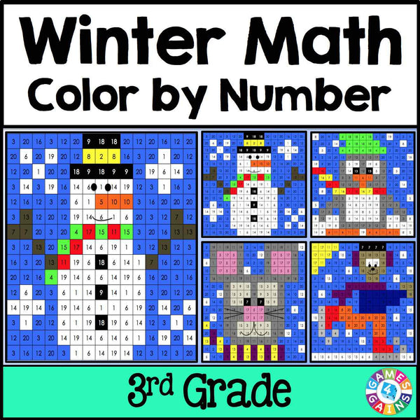 Winter Math Color-by-Number - 3rd Grade – Games 4 Gains