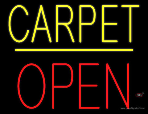 Carpet Block Open Yellow Line Real Neon Glass Tube Neon Sign