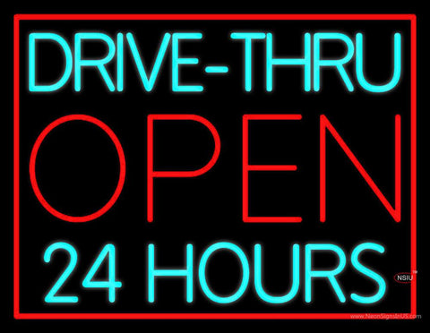 Drive Thru Red Open Hours Real Neon Glass Tube Neon Sign