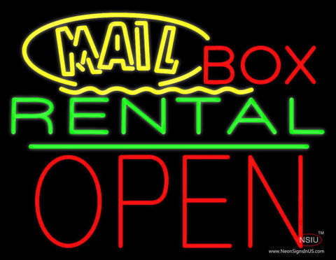 Yellow Mail Block Box Rental Open Real Neon Glass Tube Neon Sign