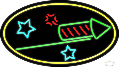 Rocket Fire Work Real Neon Glass Tube Neon Sign