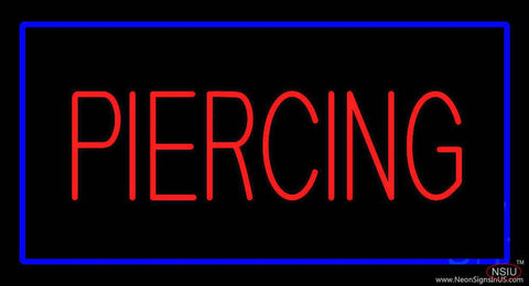 Red Piercing with Blue Border Real Neon Glass Tube Neon Sign