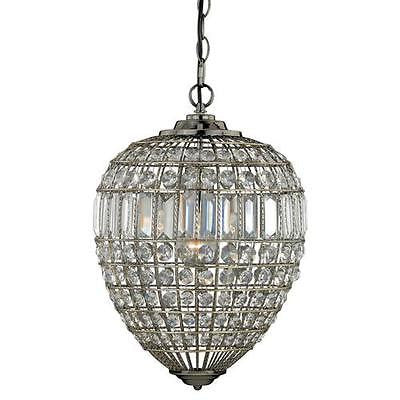 11.75" Antique Brass Pendant Light Fixture Modern Crystal Beads Chic couture