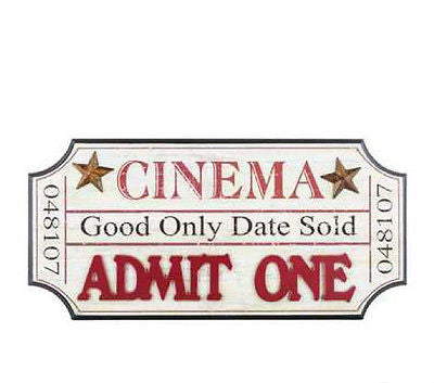 Cream & Red Cinema Ticket-Shaped Wall Decor