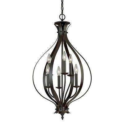 18" Burnished Bronze Caged Pendant Fixture Modern Contemporary