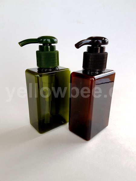 Download Rectangular Bottle With Dispensing Pump Olive Green 100ml Yellowbee Packaging And Supplies Inc Yellowimages Mockups