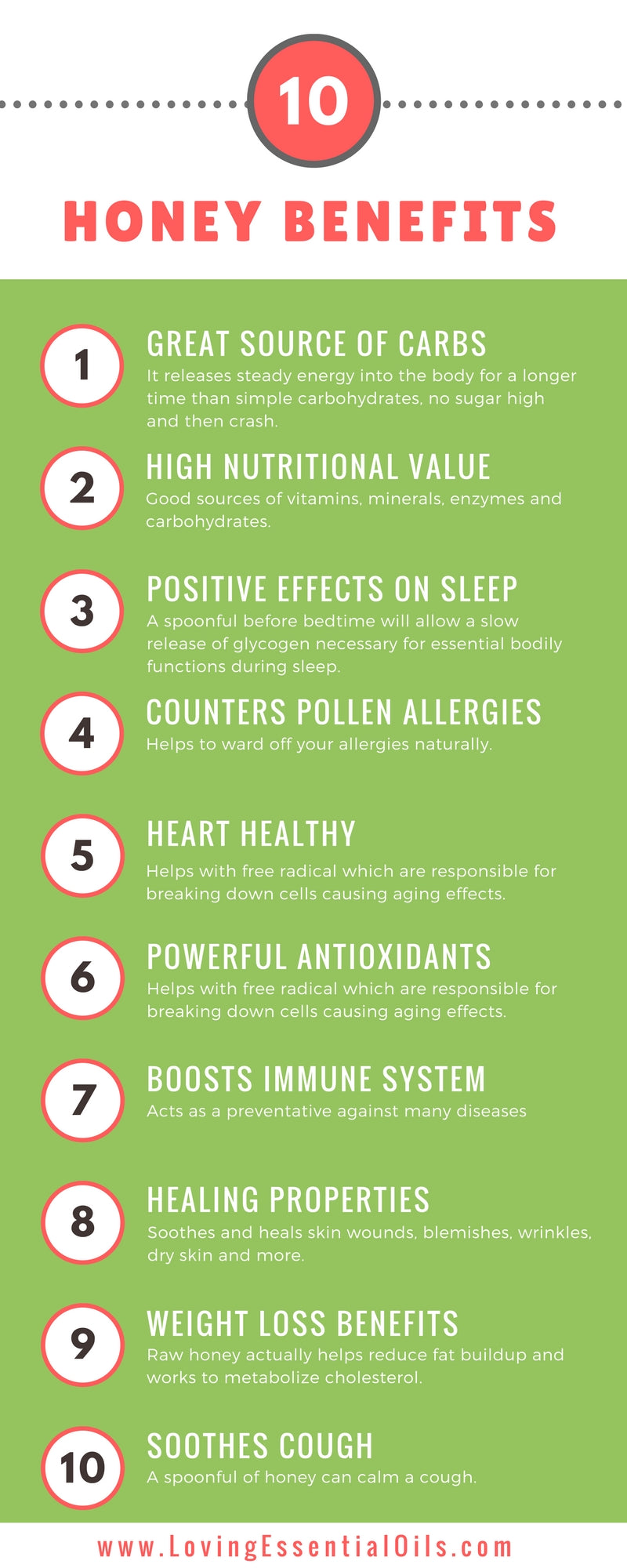 top 10 natural honey benefits for beauty, health and wellness by Loving Essential Oils