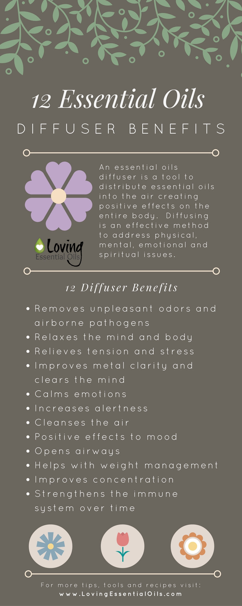 12 Essential Oil Diffuser Benefits Infographic - Learn How Beneficial Aromatherapy Can Be