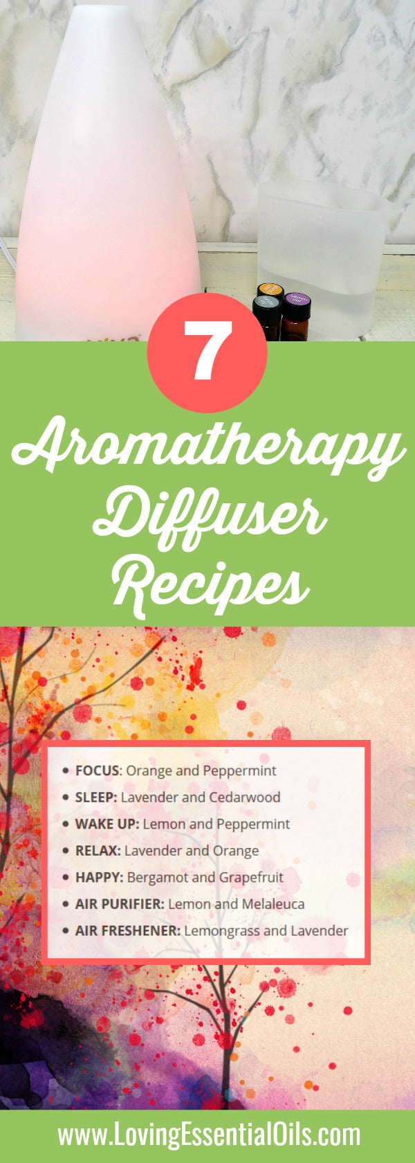 Easy essential oil recipes for diffuser by Loving Esssential Oils