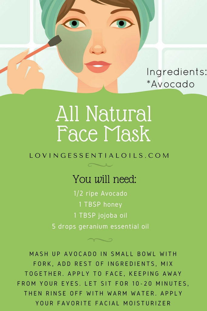 All Natural Avocado and Honey Face Mask Recipe For Smoother Skin with Geranium Essential Oil by Loving Essential Oils