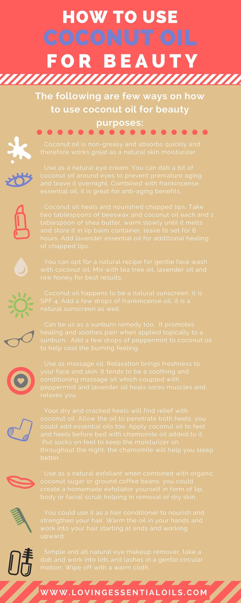 How To Use Coconut Oil For Beauty Infographic