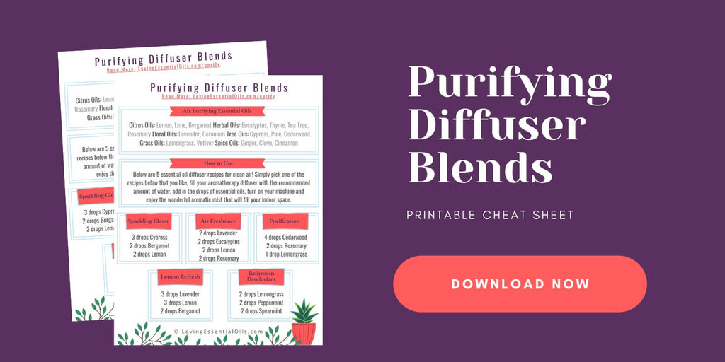 Purifying Diffuser Blends Printable PDF Cheat Sheet by Loving Essential Oils