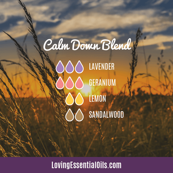 Anti-anxiety Diffuser Blends - Calm Down Blend with Lavender, Geranium, Lemon, and Sandalwood by Loving Essential Oils