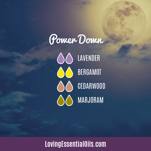 Cedarwood Essential Oil Blends by Loving Essential Oils | Power Down with lavender, bergamor, cedarwood, and marjoram