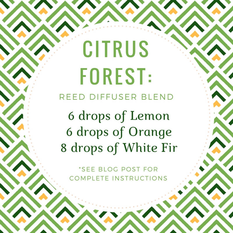 Reed Diffuser Recipe  - Citrus Forest with Lemon, Orange, and White Fir essential oil