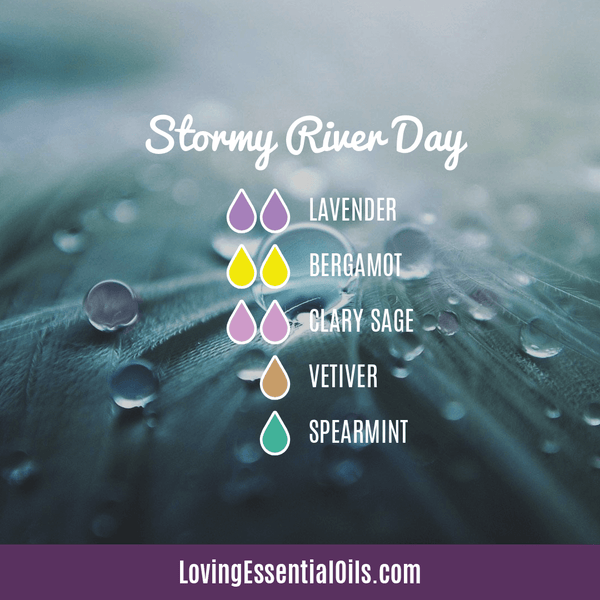 Diffuser Blends with Clary Sage - Stormy River Day with lavender, bergamot, clary sage, vetiver, and spearmint essential oil
