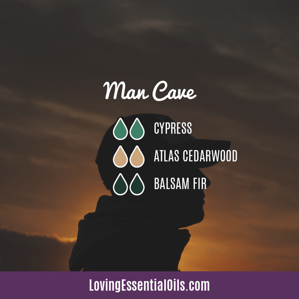 Benefits of Diffusing Cypress Oil by Loving Essential Oils | man Cave with cypress, altas cedarwood, and balsam fir