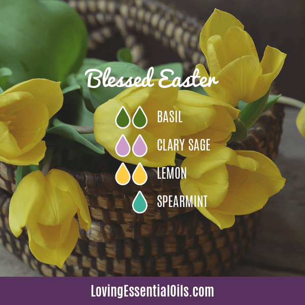 Easter Diffuser Blend Recipes To Enjoy by Loving Essential Oils | Blessed Easter diffuser blend with basil, clary sage, lemon and spearmint essential oil