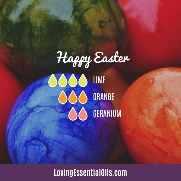 Easter Oil Diffuser Recipes To Enjoy by Loving Essential Oils | Happy Easter diffuser blend with lime, orange and geranium essential oil