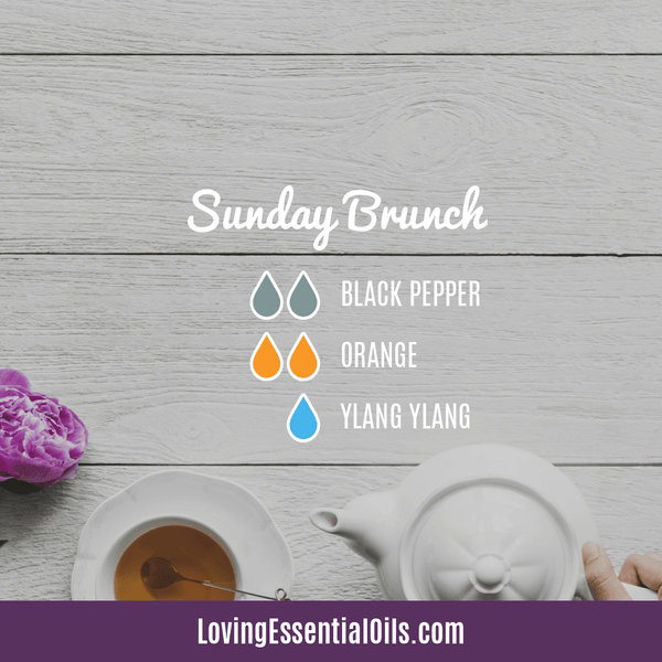 Easter Essential Oil Diffuser Recipes To Enjoy by Loving Essential Oils | Sunday Brunch diffuser blend with black pepper, orange and ylang ylang essential oil