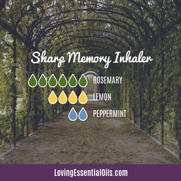 Essential oil blend for memory boost by Loving Essential Oils with rosemary, lemon and peppermint