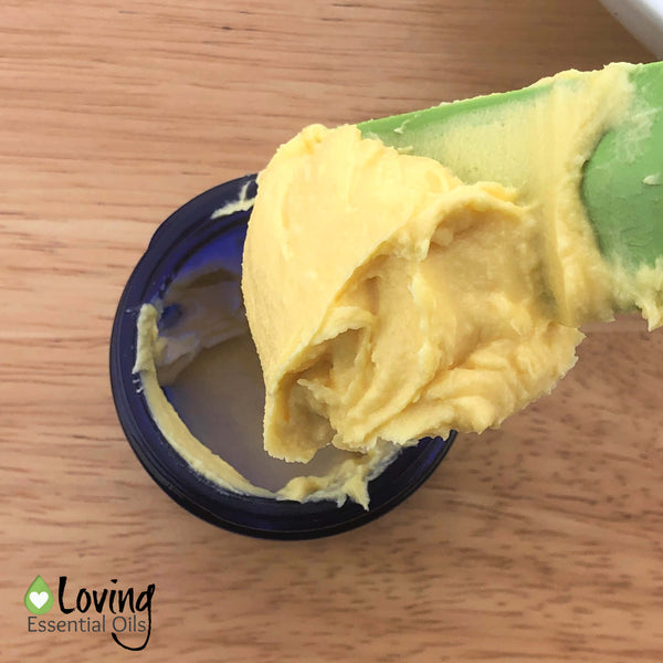 Homemade Essential Oil Blend for Pain - Pain Butter Recipe Step Six by Loving Essential Oils