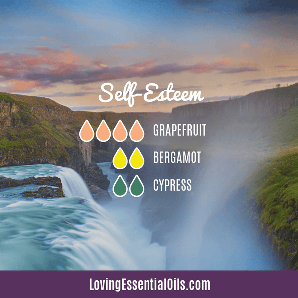 Essential oil recipe for emotions self esteem by Loving Essential Oils with grapefruit, bergamot, and cypress
