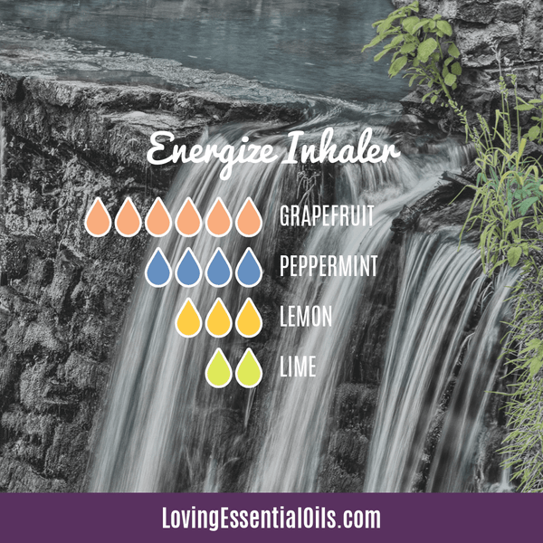 Essential Oil Blends for Energy by Loving Essential Oils | Energize Aromatherapy Inhaler with grapefruit, peppermint, lemon and lime