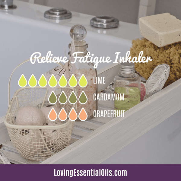 Energizing Essential Oil Blend Recipe by Loving Essential Oils | Relieve Fatigue Aromatherapy Inhaler with lime, cardamom, and grapefruit