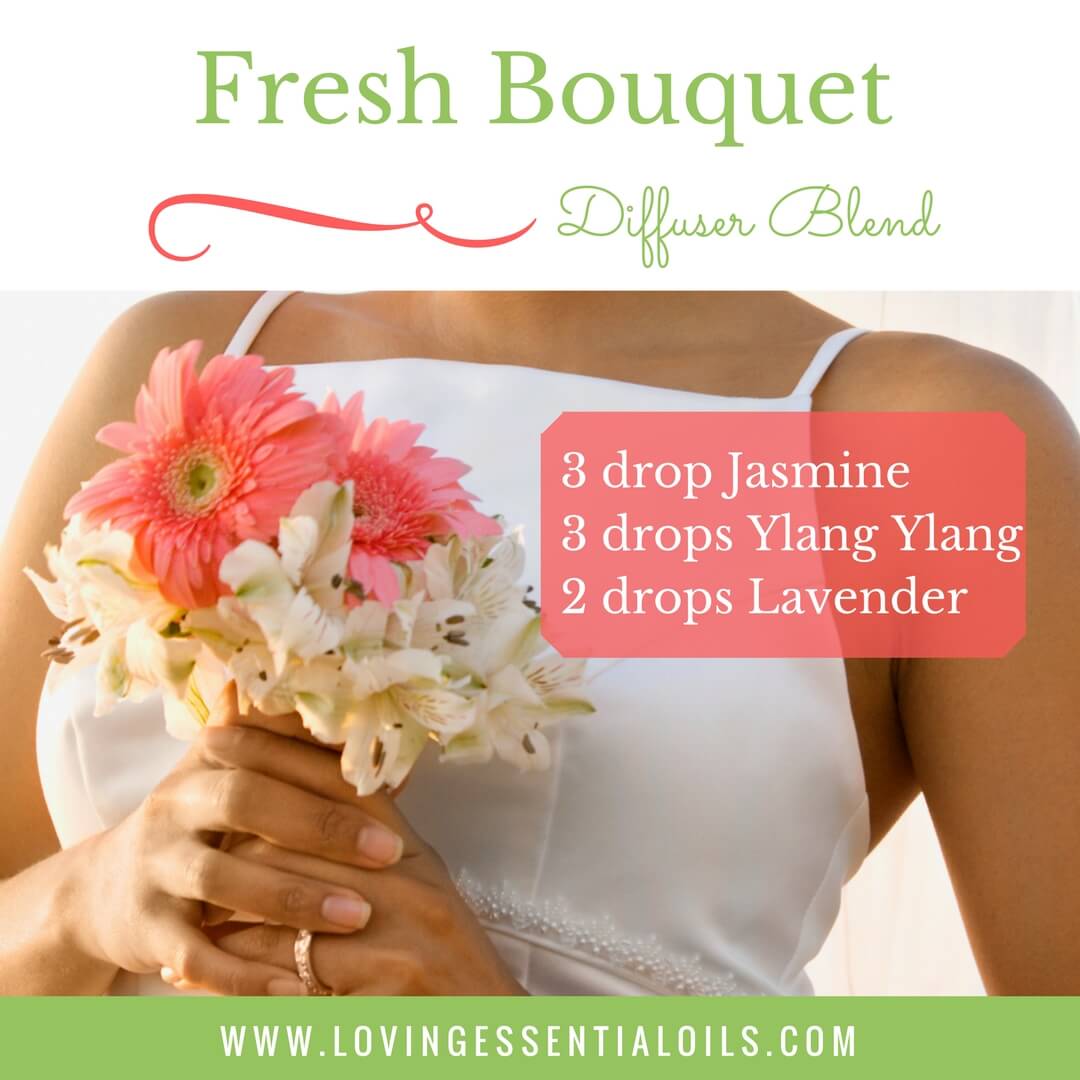 Spring Fresh Bouquet Oil Blend with 3 drop jasmine, 3 drops ylang ylang and 2 drops lavender by Loving Essential Oils