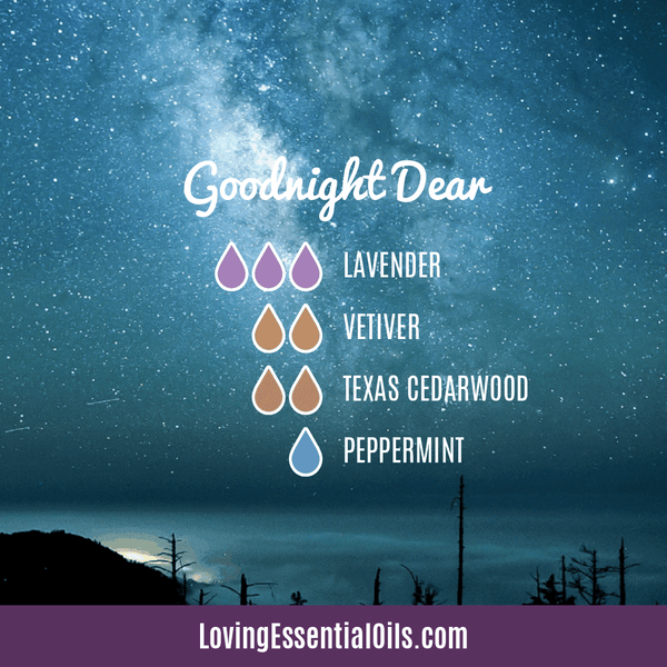 Goodnight Dear diffuser blend by Loving Essential Oils - Cedarwood, lavender, vetiver, peppermint
