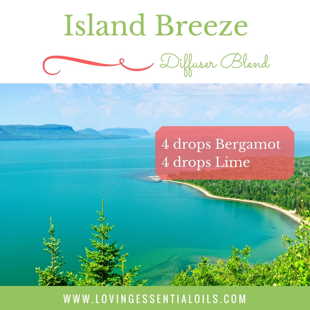 Best Spring Essential Oil Diffuser Blends - Island Breeze with 4 drops bergamot and 4 drops lime essential oil