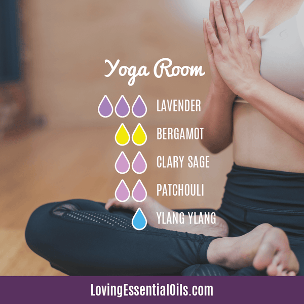 Lavender Oil Diffuser Blends by Loving Essential Oils | Yoga Room with lavender, bergamot, clary sage, patchouli, and ylang ylang essential oils