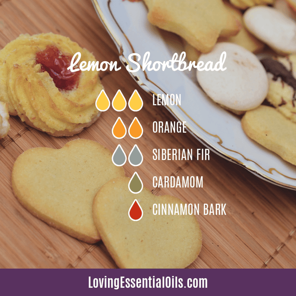 Lemon Oil Diffuser Recipes by Loving Essential Oils | Lemon Shortbread with siberian fir, cardamom, cinnamon and orange
