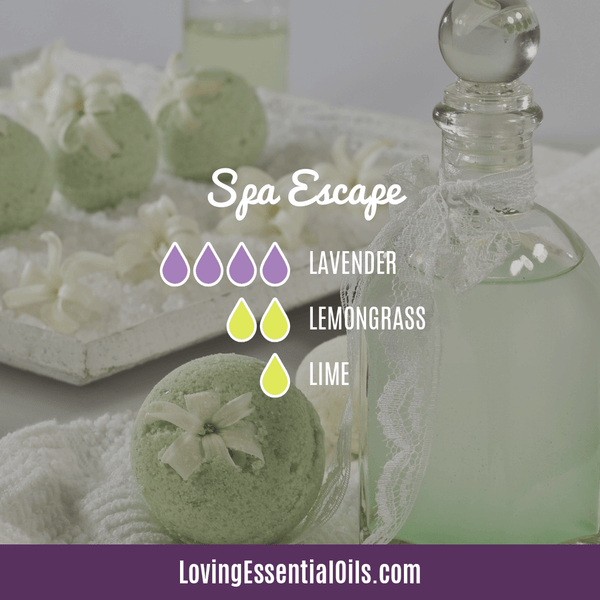 Diffuser Blends for Lemongrass Oil by Loving Essential Oils | Spa Escape with lavender, lemongrass and lime