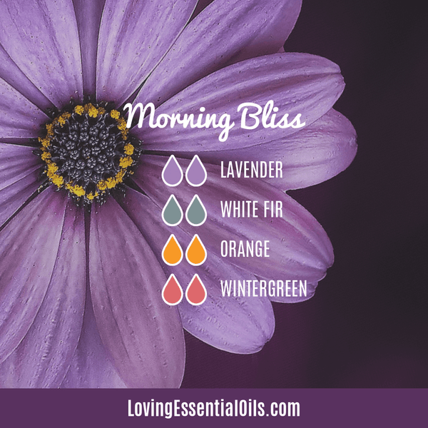Mood Uplifting Essential Oils With Diffuser Blends by Loving Essential Oils | Morning Bliss with lavender, white fir, orange, and wintergreen