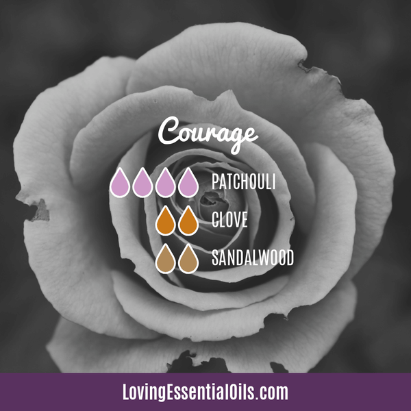 Patchouli Diffuser Recipe for Courage and Confidence by Loving Essential Oils with pathouli, clove, and sandalwood