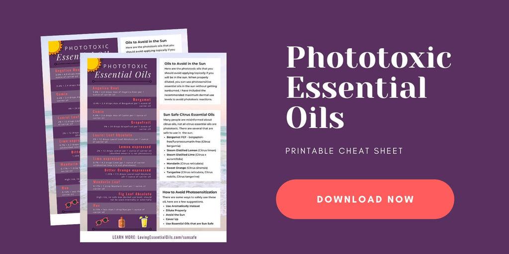 Photosensitizing Essential Oils Printable PDF download by Loving Essential Oils